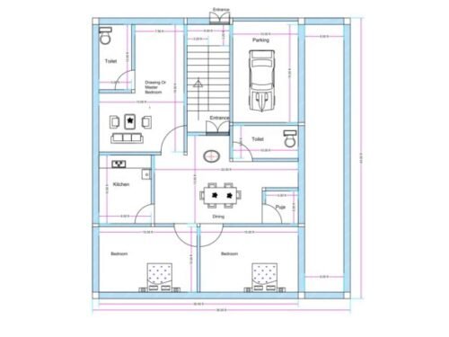 33.50x43 ft 3BHK