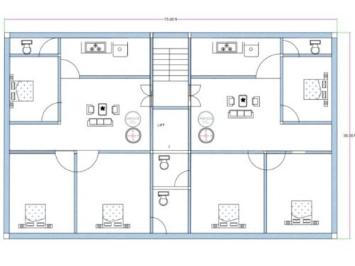35x75 ft 3BHK 2Flats