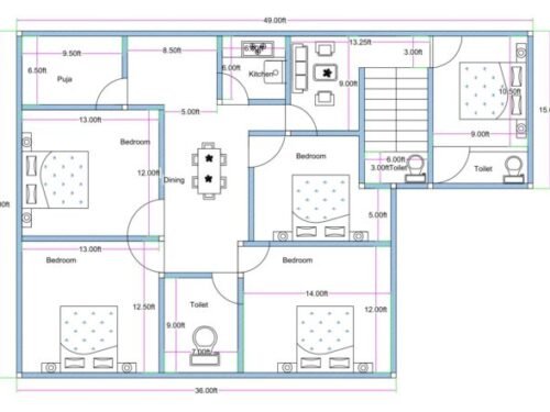36+13x33 ft 5BHK