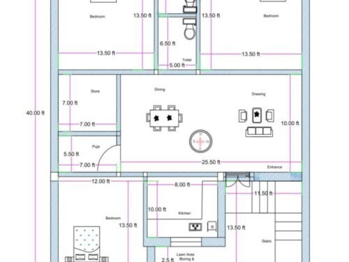 36x40 ft 3BHK