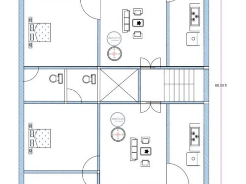 37x60 ft 3BHK 2Flats
