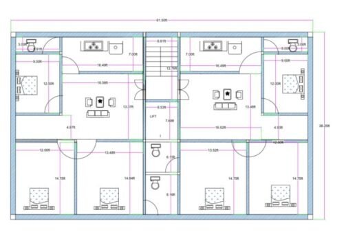 38.25x61.50 ft 3BHK 2Flats