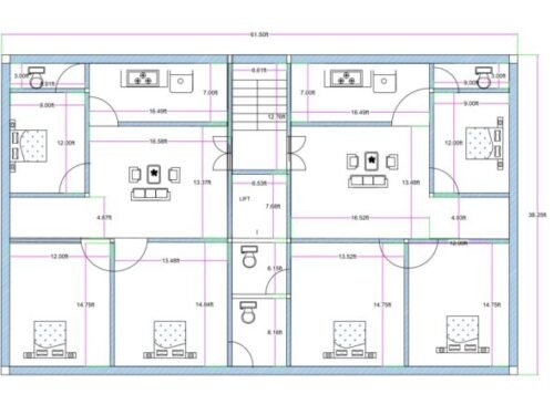 38.25x61.50 ft 3BHK 2Flats