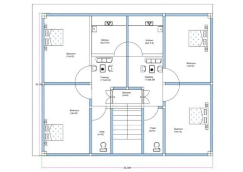 38x32 36x30 ft 2BHK 2Flats