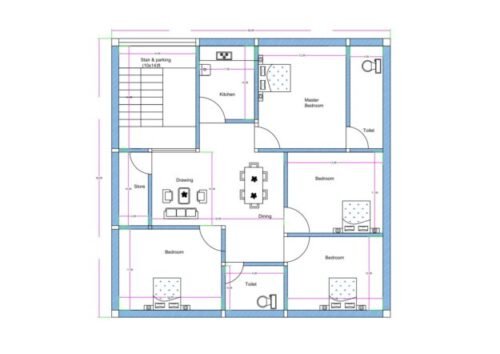 38x38 ft 3BHK