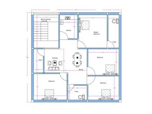 38x38 ft 3BHK