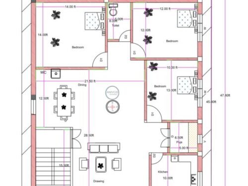 38x47.801 ft 3BHK