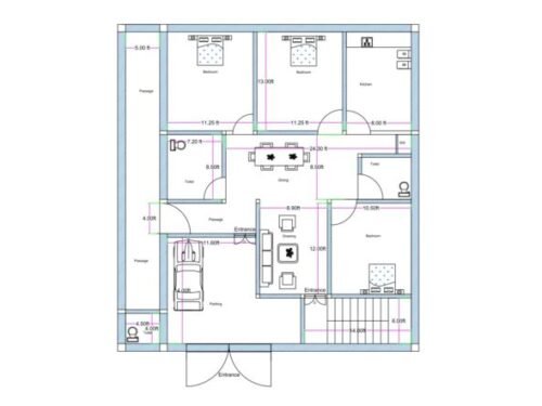 39.50x43 3BHK with Parking Luxury