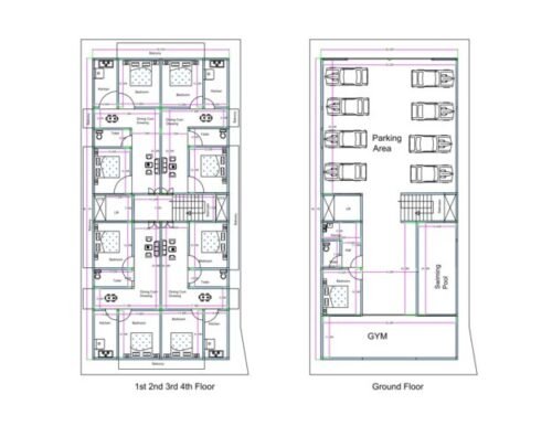 42.25x90 2BHK 4Flats Apartment Building
