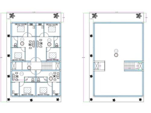 42x59 1BHK & 2BHK 4Flats Apartment Building Ground+First Floor