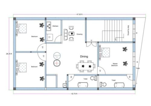 47x28.25 ft 3BHK