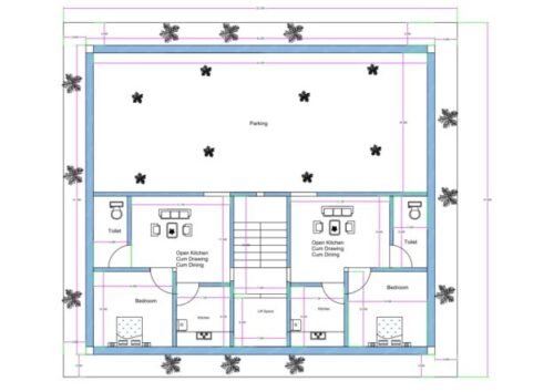 47x52.25 ft 1BHK 2Flats