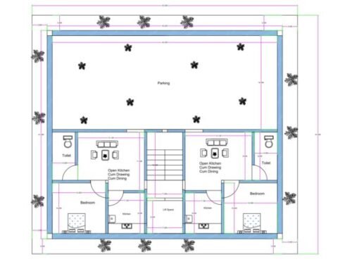 47x52.25 ft 1BHK 2Flats