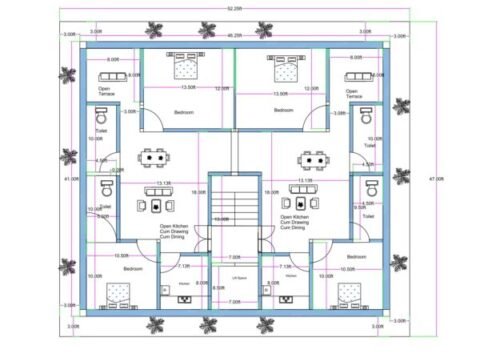 47x52.25 ft 2BHK 2Flats First Floor