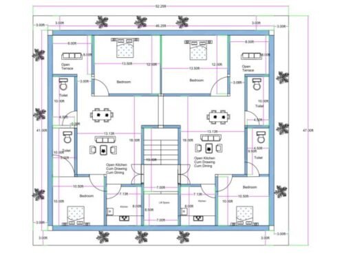 47x52.25 ft 2BHK 2Flats First Floor