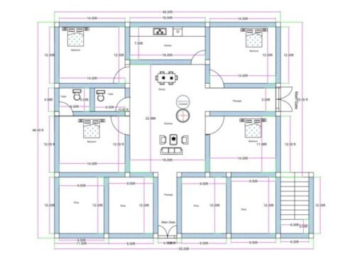 48x46 ft 4BHK