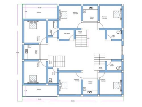55x53 ft 2BHK 3 Flats Luxury 2.0