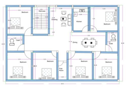 60x45 ft 6BHK