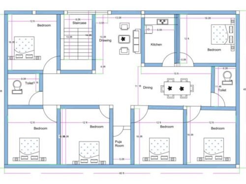 60x45 ft 6BHK