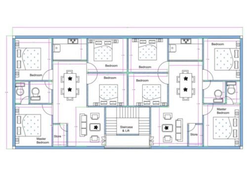 82x42 ft 4BHK 2 Flats Apartment