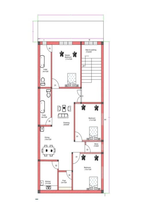 25x68 ft 3BHK