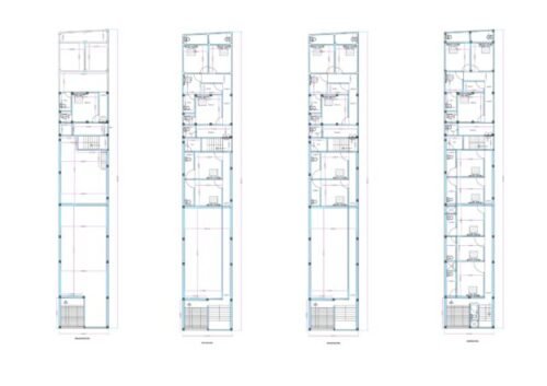 22.50x138 ft Showroom 2BHK Hotel Ground+4 Floors