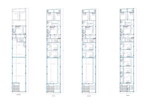 22.50x138 ft Showroom 2BHK Hotel Ground+4 Floors
