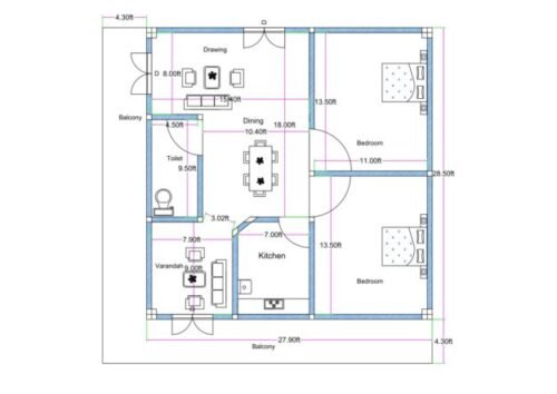 28.50x28 2BHK