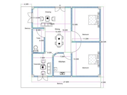 28.50x28 2BHK