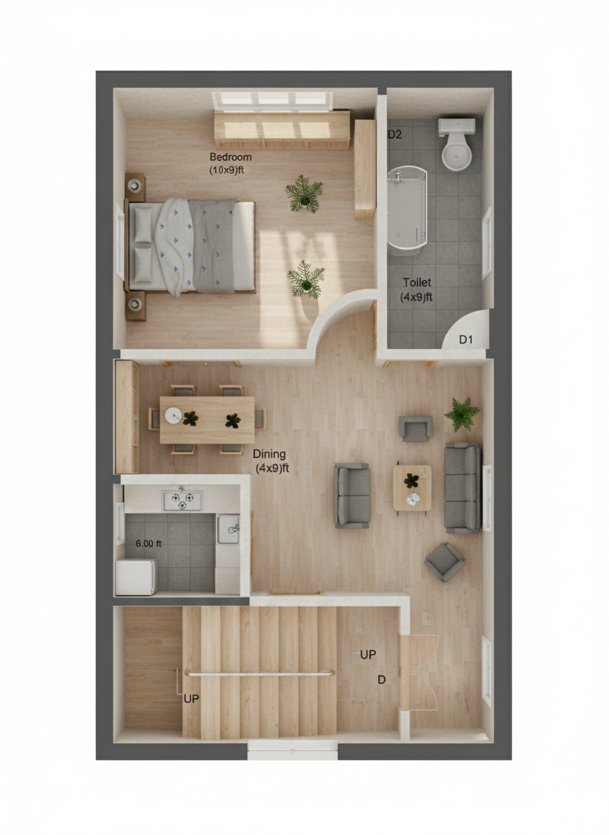 house plan beautiful 15x25 feet 1bhk