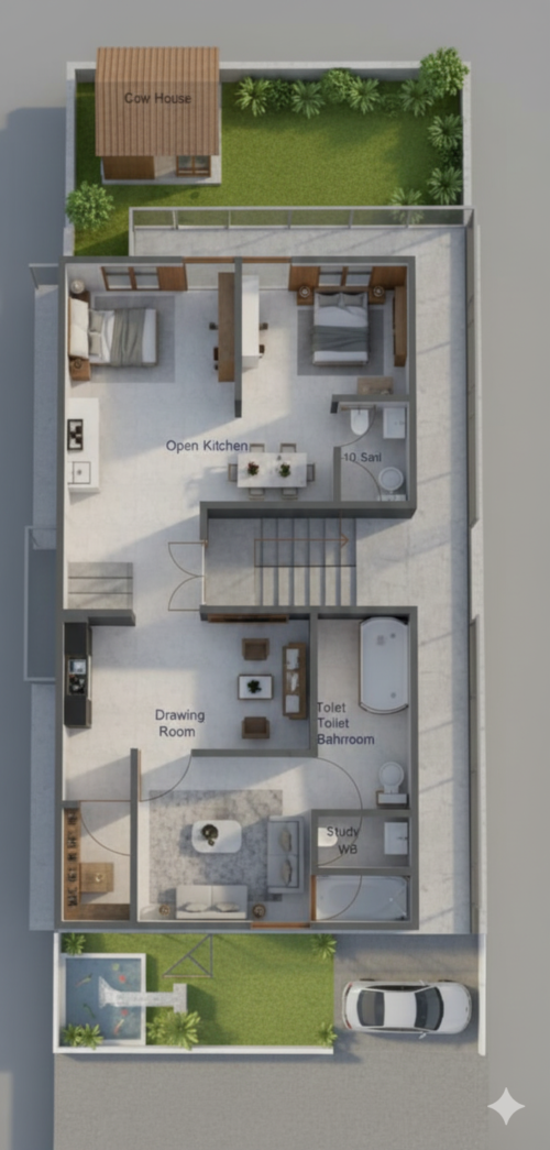 25x65 3D Floor Plans 2Flats 2BHK OR 3BHK LUXURY