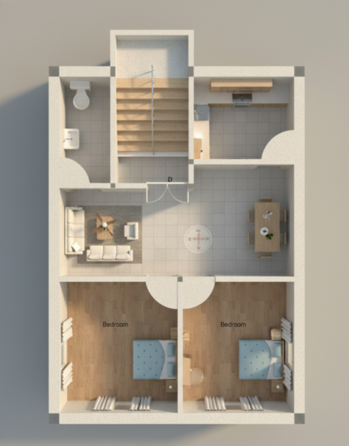 20×40 House Plan 3D | Modern 2 Bedroom Floor Plan With Drawing, Dining & Kitchen | Best 20×40 Home Design