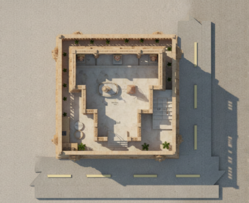 30x30 Vastu-Compliant 3D Hindu Temple Floor Plan | Corner Mandir Design with Parikrama Path